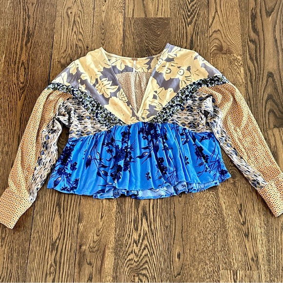 Free People Patchwork Aloha Floral Blouse - Picture 3 of 11